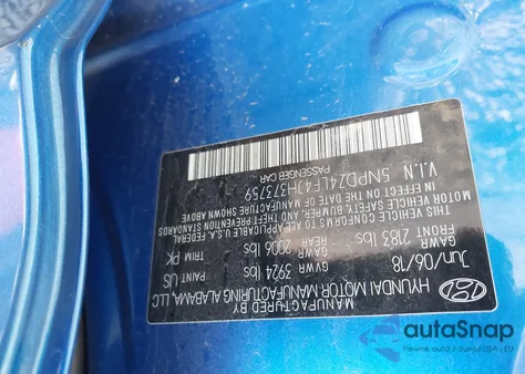 2018 Hyundai Elantra Se from USA, damaged, VIN 5NPD74LF4JH373759